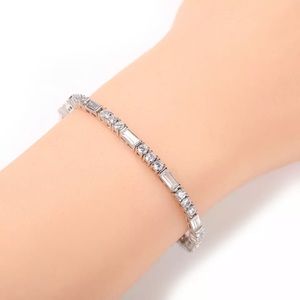 3mm CZ AAA Cubic Zirconia Round and Rectangle Baguette Men/Women Tennis Bracelet